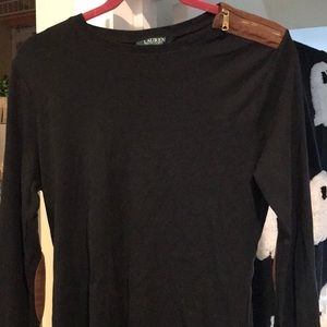 Ralph Lauren black long sleeve shirt with elbow patches and zipper size L